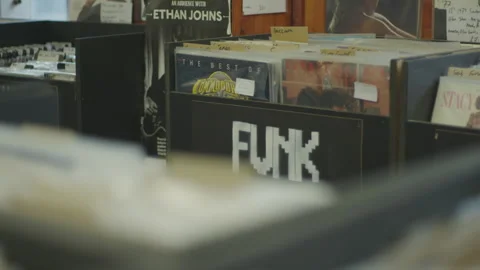 Vinyl Section in a Record Store. Vídeos de archivo 136611038