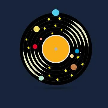 Vinyl as a solar system Stock Illustration