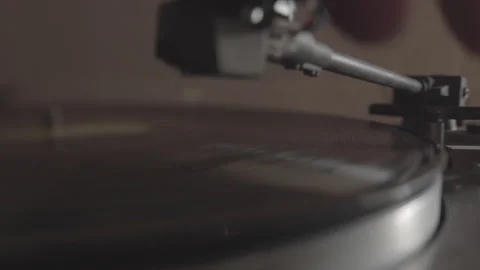 Vinyl Spinning On A Turntable Record Player, Hand Placing The Arm Stock Footage 265073678