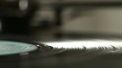 Vinyl on turntable - close up Stock Footage 12025289