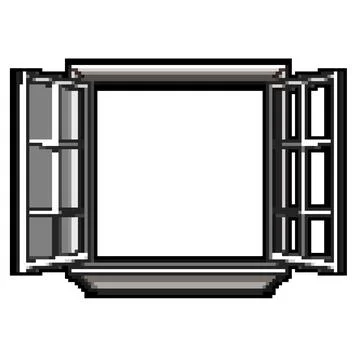 Vinyl window frame pixel art vector illustration Stock Illustration