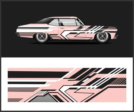 Vinyl wrap van with Car Wrap mockups Stock Illustration