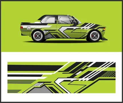 Vinyl wrap van with Car Wrap mockups Stock Illustration