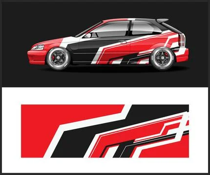Vinyl wrap van with Car Wrap mockups Stock Illustration