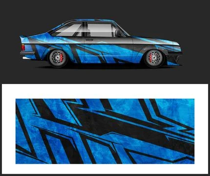 Vinyl wrap van with Car Wrap mockups Stock Illustration