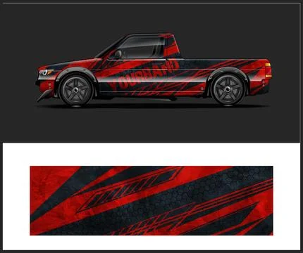Vinyl wrap van with Car Wrap mockups Stock Illustration