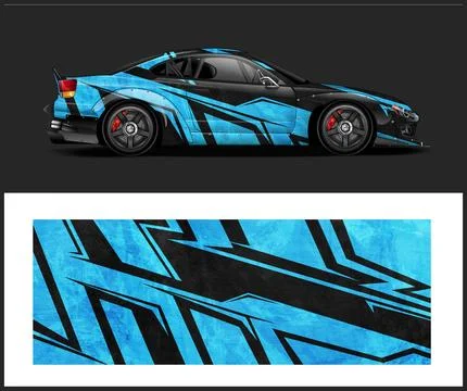 Vinyl wrap van with Car Wrap mockups Stock Illustration
