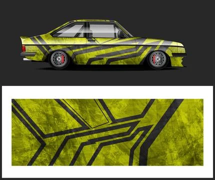 Vinyl wrap van with Car Wrap mockups Stock Illustration