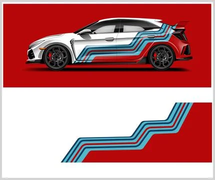 Vinyl wrap van with Car Wrap mockups Stock Illustration