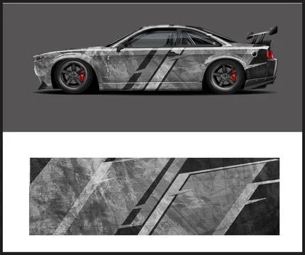 Vinyl wrap van with Car Wrap mockups Stock Illustration