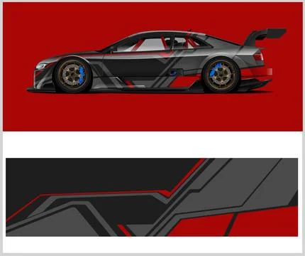 Vinyl wrap van with Car Wrap mockups Stock Illustration
