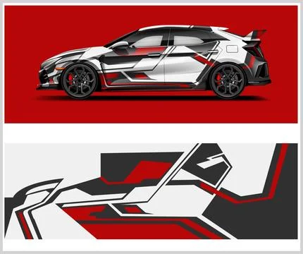 Vinyl wrap van with Car Wrap mockups Stock Illustration