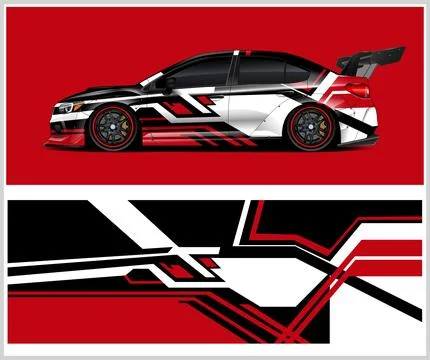 Vinyl wrap van with Car Wrap mockups Stock Illustration