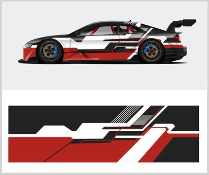 Vinyl wrap van with Car Wrap mockups Stock Illustration