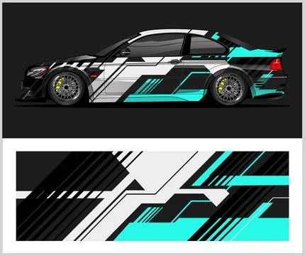 Vinyl wrap van with Car Wrap mockups Stock Illustration