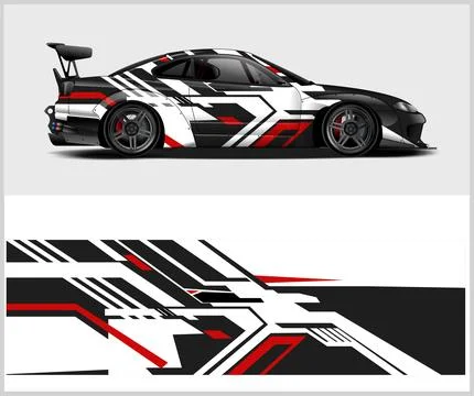 Vinyl wrap van with Car Wrap mockups Stock Illustration
