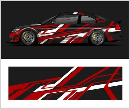 Vinyl wrap van with Car Wrap mockups Stock Illustration