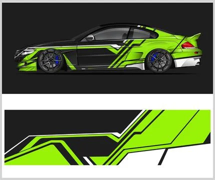 Vinyl wrap van with Car Wrap mockups Stock Illustration