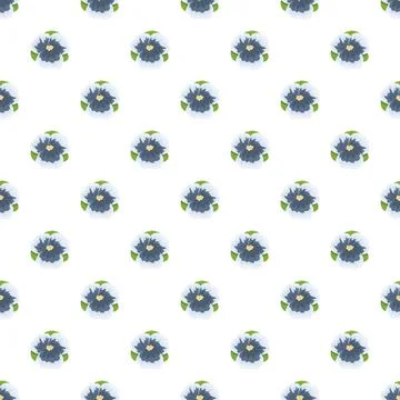 Viola tricolor blooming seamless pattern on white background Illustrazione stock