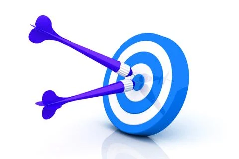 Violate darts on blue target Stock Illustration