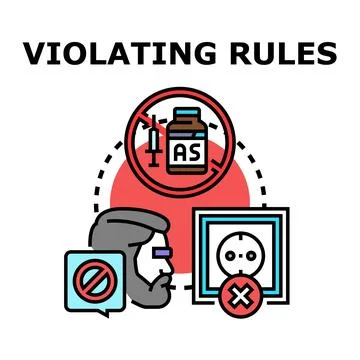 Violating regulations and prohibited activities concept Stock Illustration