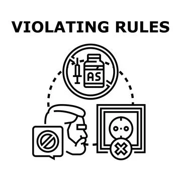 Violating regulations and prohibited activities concept Stock Illustration