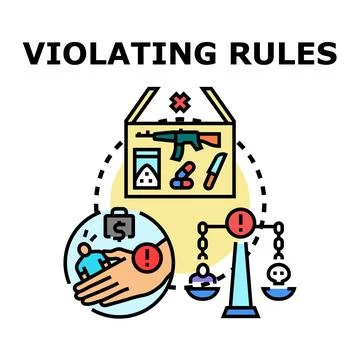 Violating rules concept with illegal operations Stock Illustration