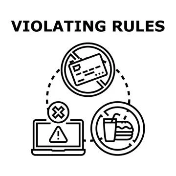 Violating rules concept with restricted activities icon Illustration