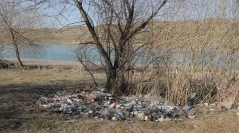 Violation of environmental, garbage thrown by people killing nature 스톡 동영상 61648873