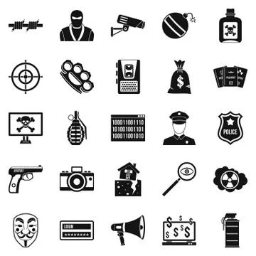 Violation icons set, simple style Illustrazione stock