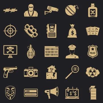 Violation icons set, simple style Illustrazione stock