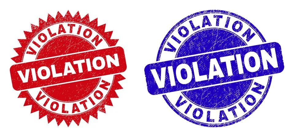 VIOLATION Round and Rosette Stamp Seals with Corroded Texture Stock Illustration