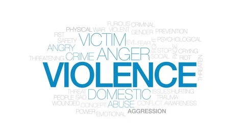 Violence animated word cloud, text design animation. Kinetic typography. Stock Footage 78639856