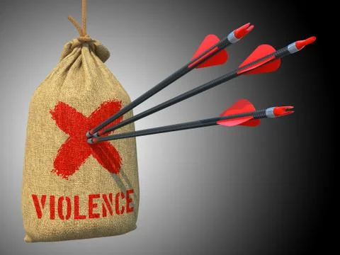 Violence - Arrows Hit in Red Mark Target. Stock Illustration