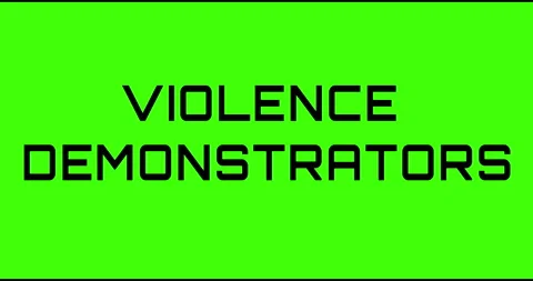 Violence demonstrators text green screen, masked glitched effect. Stock Footage 132619432
