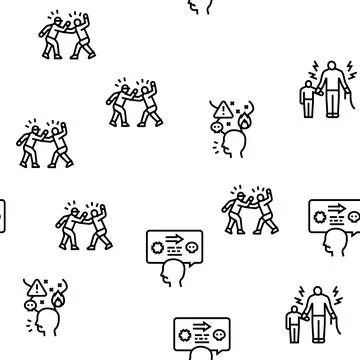 Violence first aggressive hand vector seamless pattern Stock Illustration