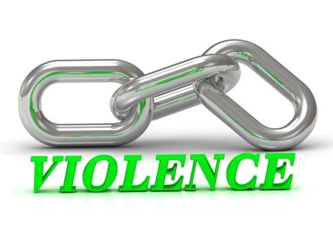 VIOLENCE- inscription of color letters and Silver chain of the section on whi Stock Illustration