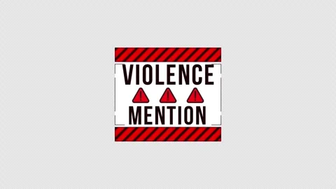 Violence mention warning label sign animation Stock Footage 333677326