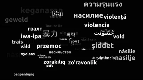 Violence Translated in 58 Worldwide Languages Endless Looping 3d Zooming Word Stock-Footage 145231574