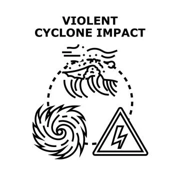 Violent cyclone impact causing natural disaster damage Stock Illustration