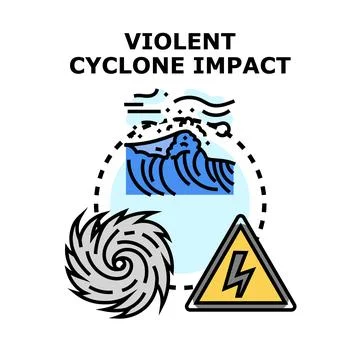Violent cyclone impact causing natural disaster damage Stock Illustration