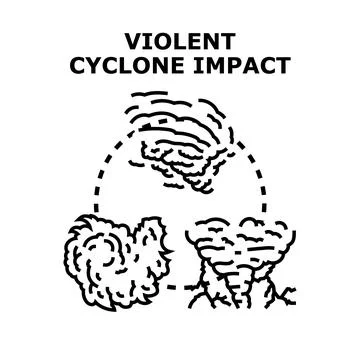 Violent cyclone impact with climate change disaster Stock Illustration