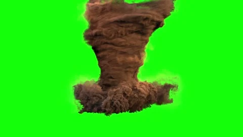 Violent Dust Tornado Impact with Debris on Green Screen Stock Footage 328217975