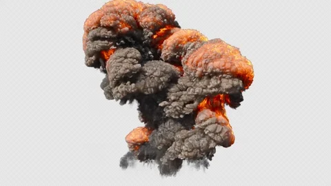 Violent Explosion On The Ground With Dense Smoke 4K Alpha 库存影片 287178761