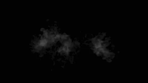 Violent explosion with short duration fire and cloud of smoke on black png g.s Vidéo 238802973