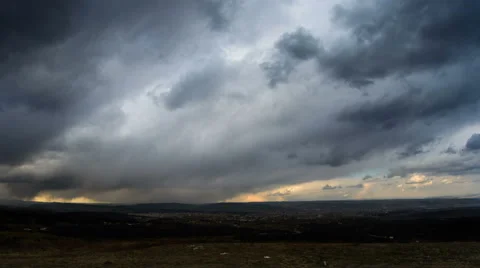 Violent snow storm approaches Cluj Napoca city down Somes Valley time lapse Stock Footage 48954220