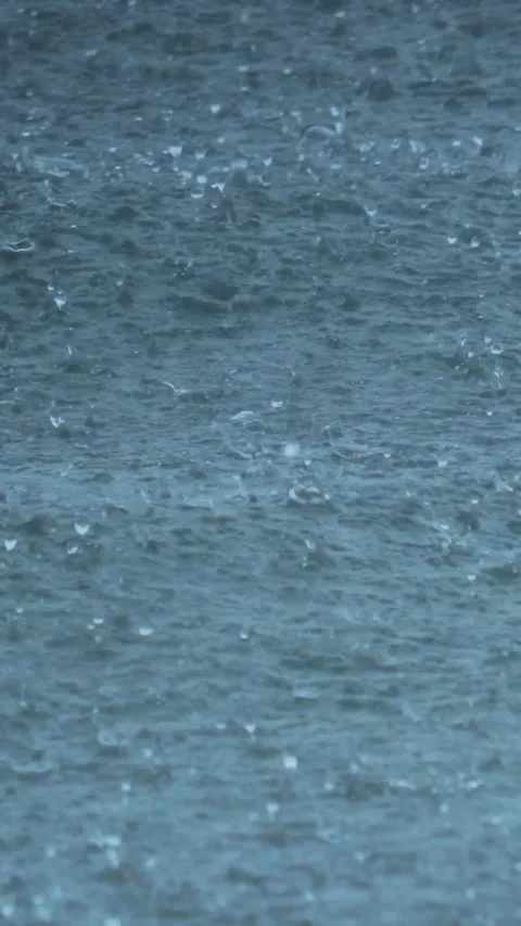 Violent Storm Over Ocean With Heavy Rain Creating Lively Water Disturbances Vídeos de archivo 336282864