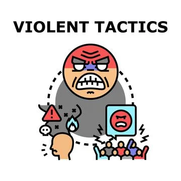 Violent tactics causing anger, aggression, and conflict Stock Illustration