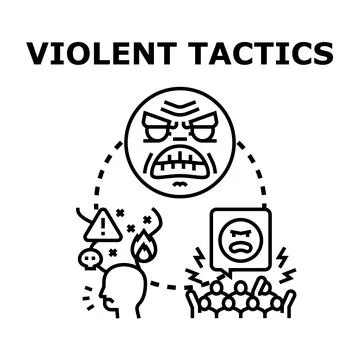 Violent tactics causing anger, aggression, and conflict Stock Illustration