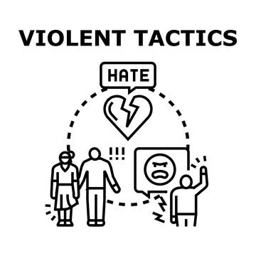 Violent tactics causing conflict and emotional distress Stock Illustration